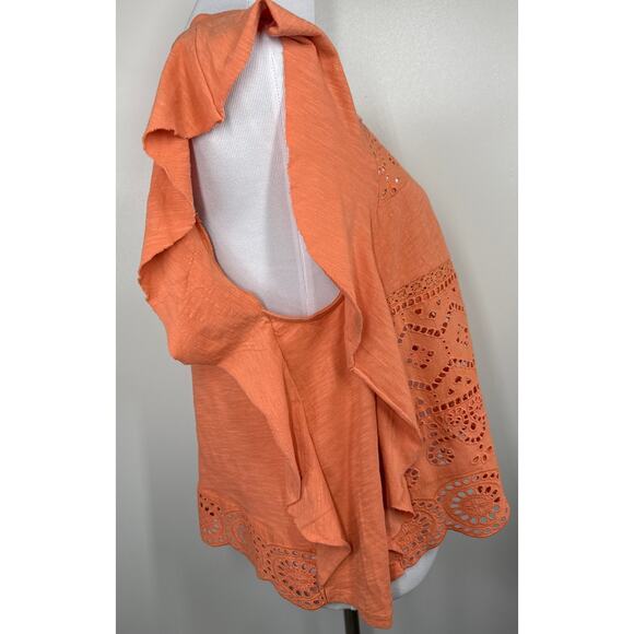 Anthropologie NWT, Flutter Sleeve, Sustainable Lace Eyelet Top, Size Medium - Picture 5 of 8